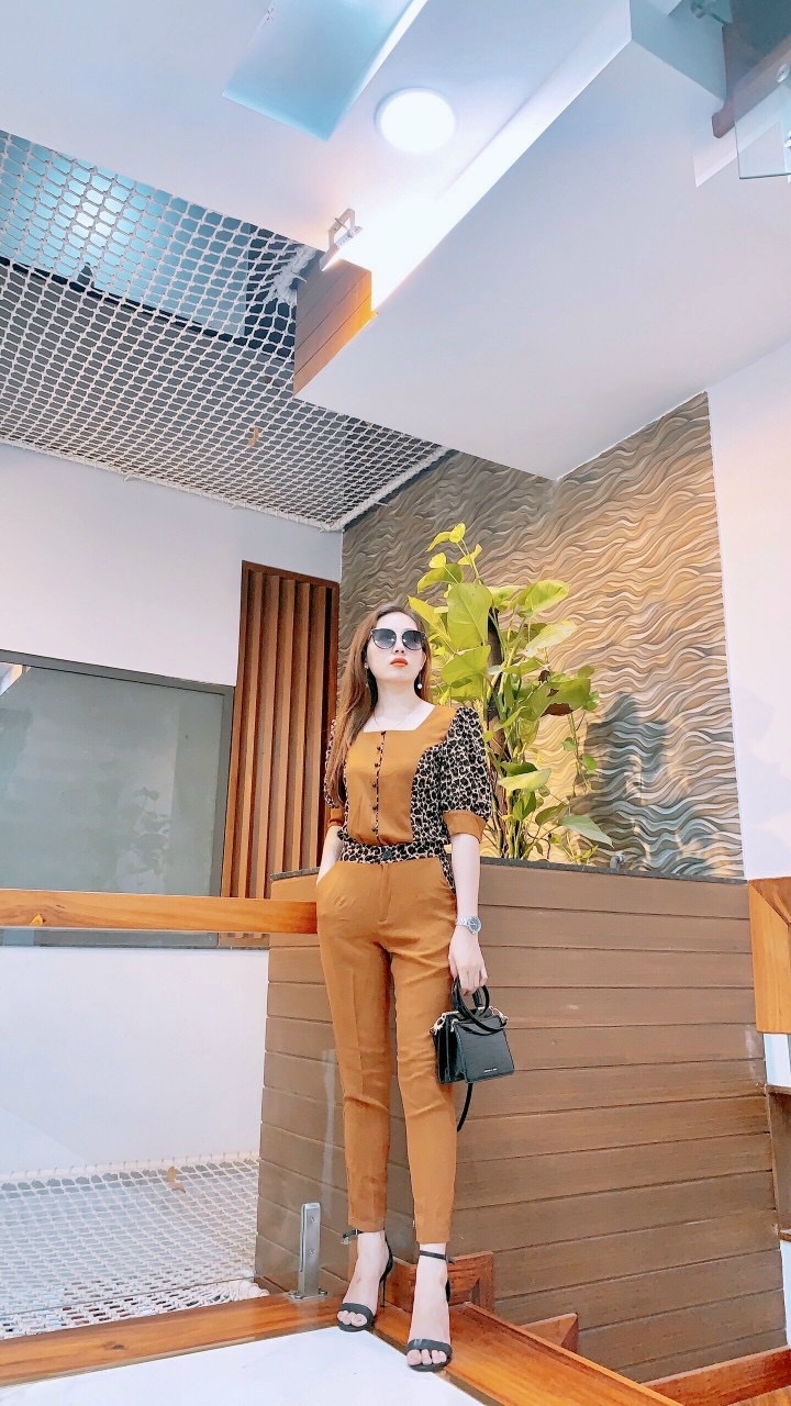 Bộ đồ nữ phối da beo hàng chuẩn đẹp