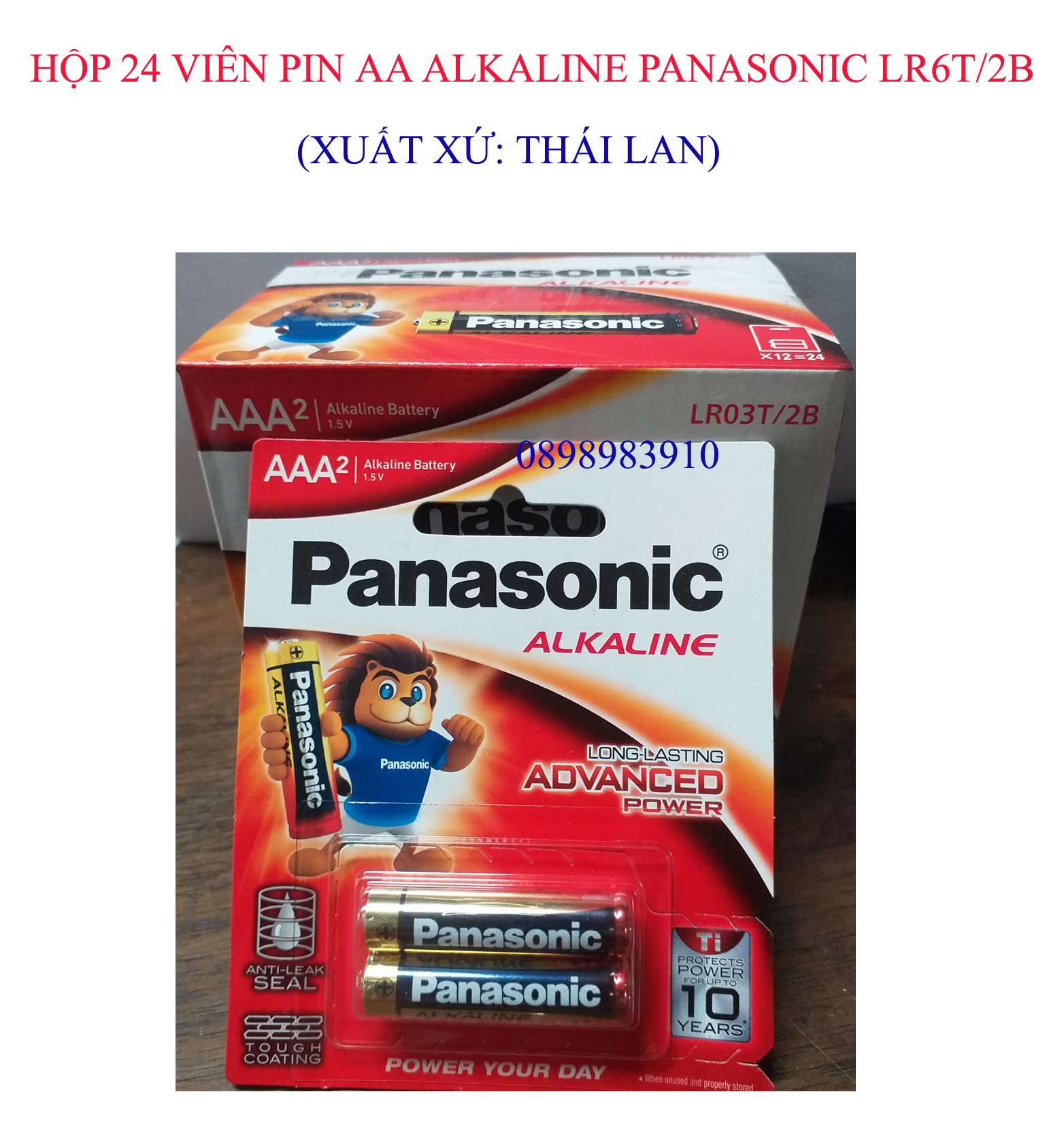 Pin AAA Alkaline PANASONIC 1.5v LR03T/2B vỉ 2 viên