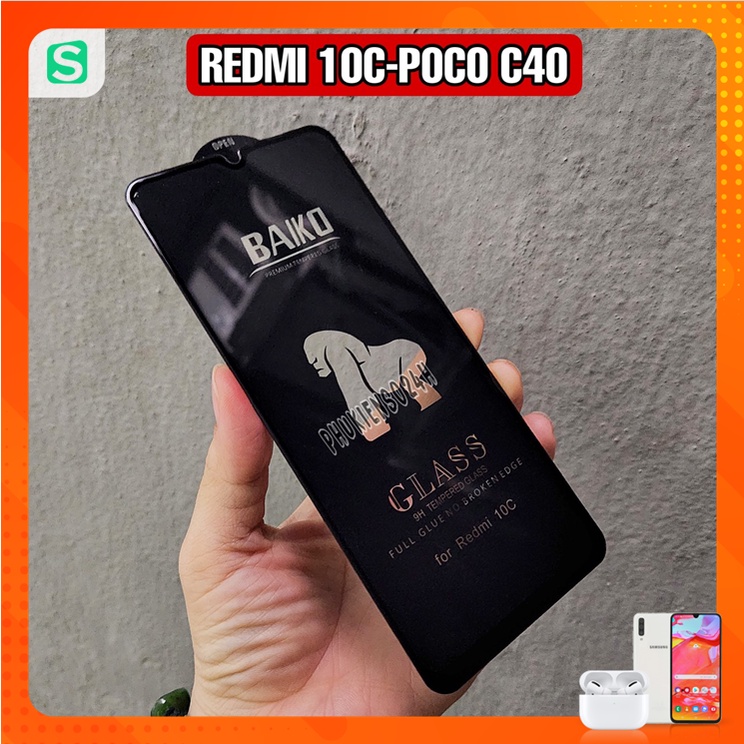 Kính cường lực baiko full màn xiaomi redmi 12c redmi 10 - redmi 10c - poco c40 cảm ứng siêu mượt