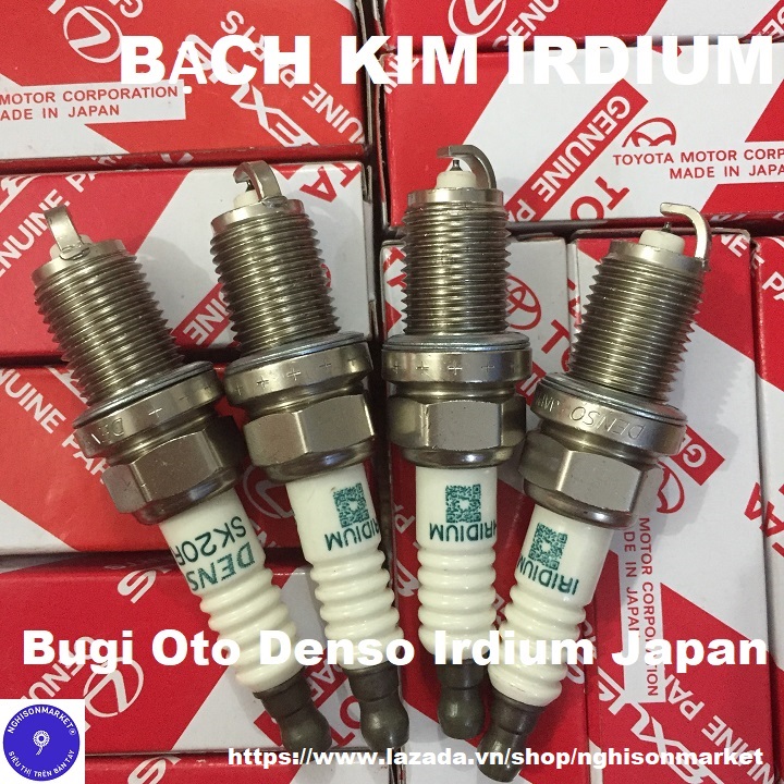 Bộ 4 Bugi ô tô bạch kim Denso irdium Japan cho xe Vios Camry và các xe tương tự