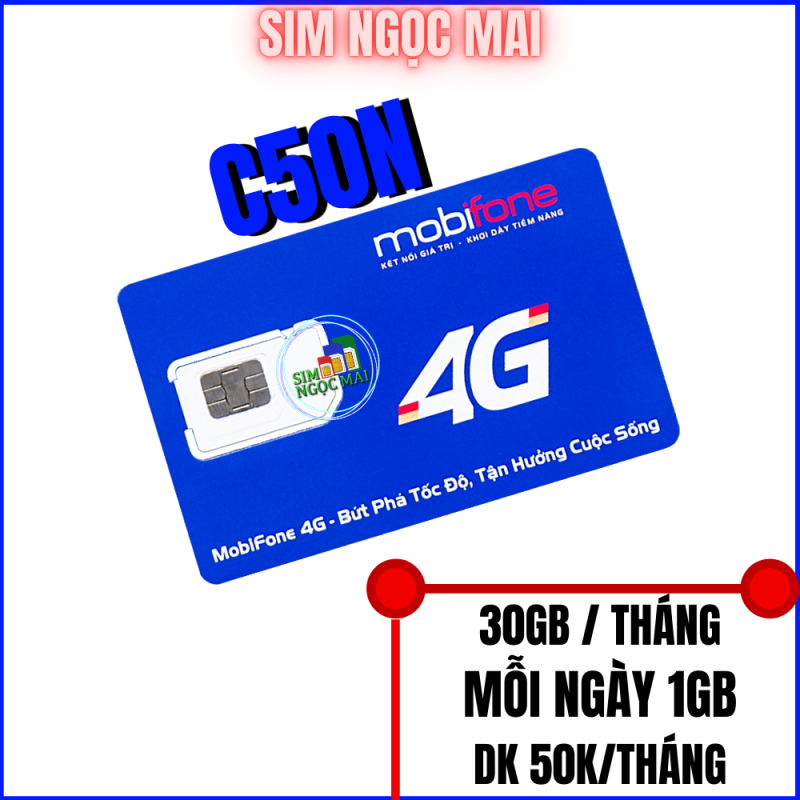 Sim 4G Mobifone C50N - freeship - 30gb tốc độ cao chỉ 50k/tháng