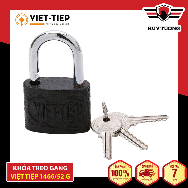 Ổ khoá việt tiệp gang đúc loại trung 66 x 52 ống phi 8mm - Huy tưởng