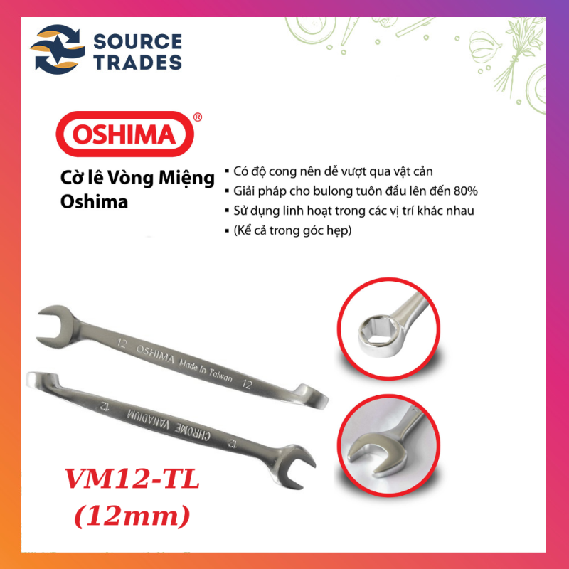 [FREESHIP] Cờ lê vặn đai ốc CHROME (Đài Loan) OSHIMA VM12-TL (12mm)(trắng bạc)