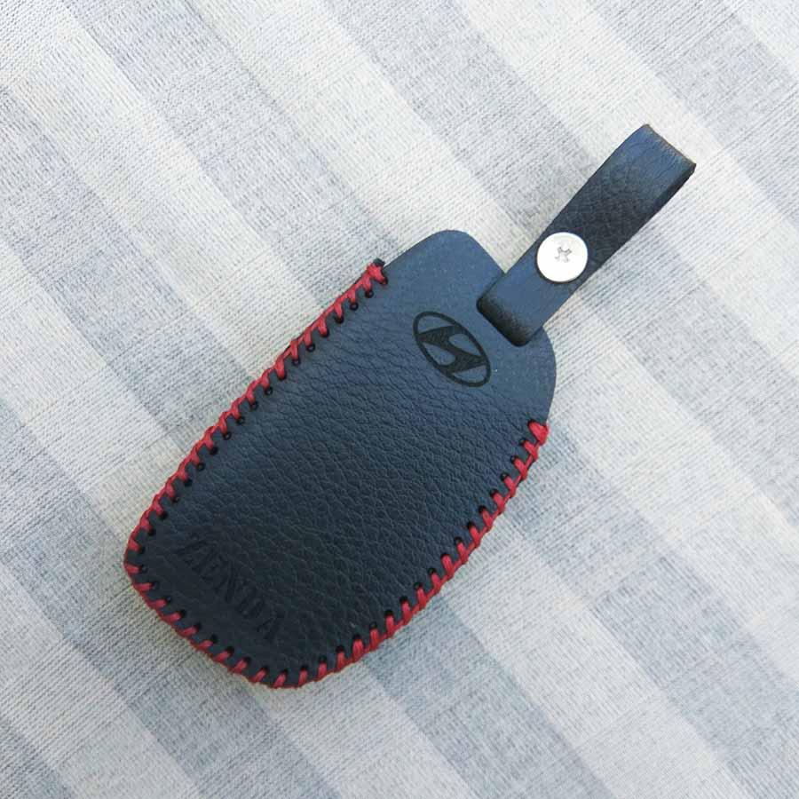Bao da 3 nút chìa khóa smartkey xe hơi Hyundai (i10 - Tucson – Elantra) (Đen)