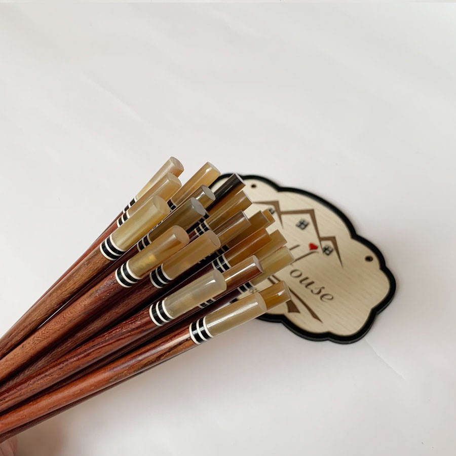 Đũa gỗ trắc bọc sừng, vân đẹp, chống mốc - đũa gỗ ăn cơm gỗ trắc tự nhiên không chất bảo quản