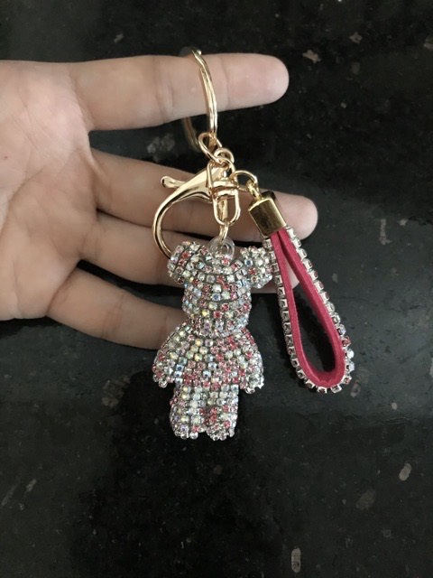 Móc khoá gấu đính đá siêu sáng