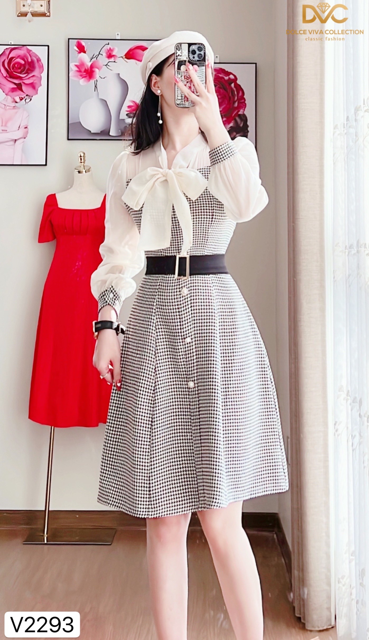Váy dạ kẻ V2293 - Dolce Viva Collection