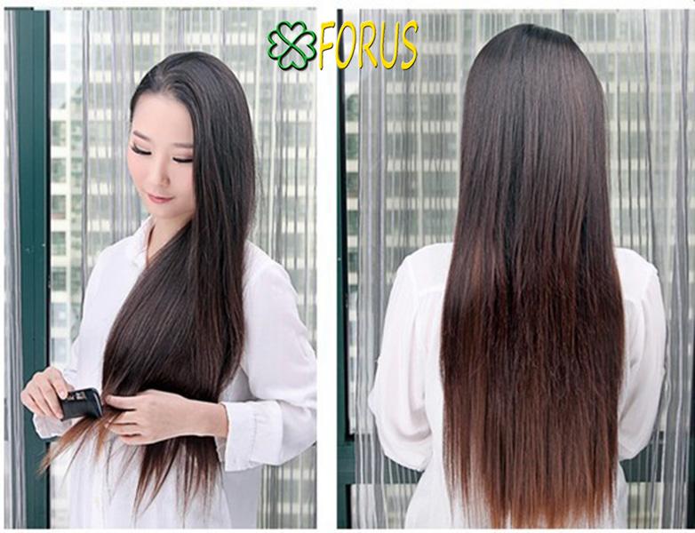 Tóc giả kẹp dải thẳng 5 phím 60cm HL120T, màu [đen 2#]