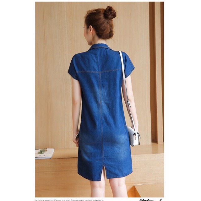 Đầm Jean Suông Cổ Sơ Mi Cao Cấp rất lịch sự- TP1507