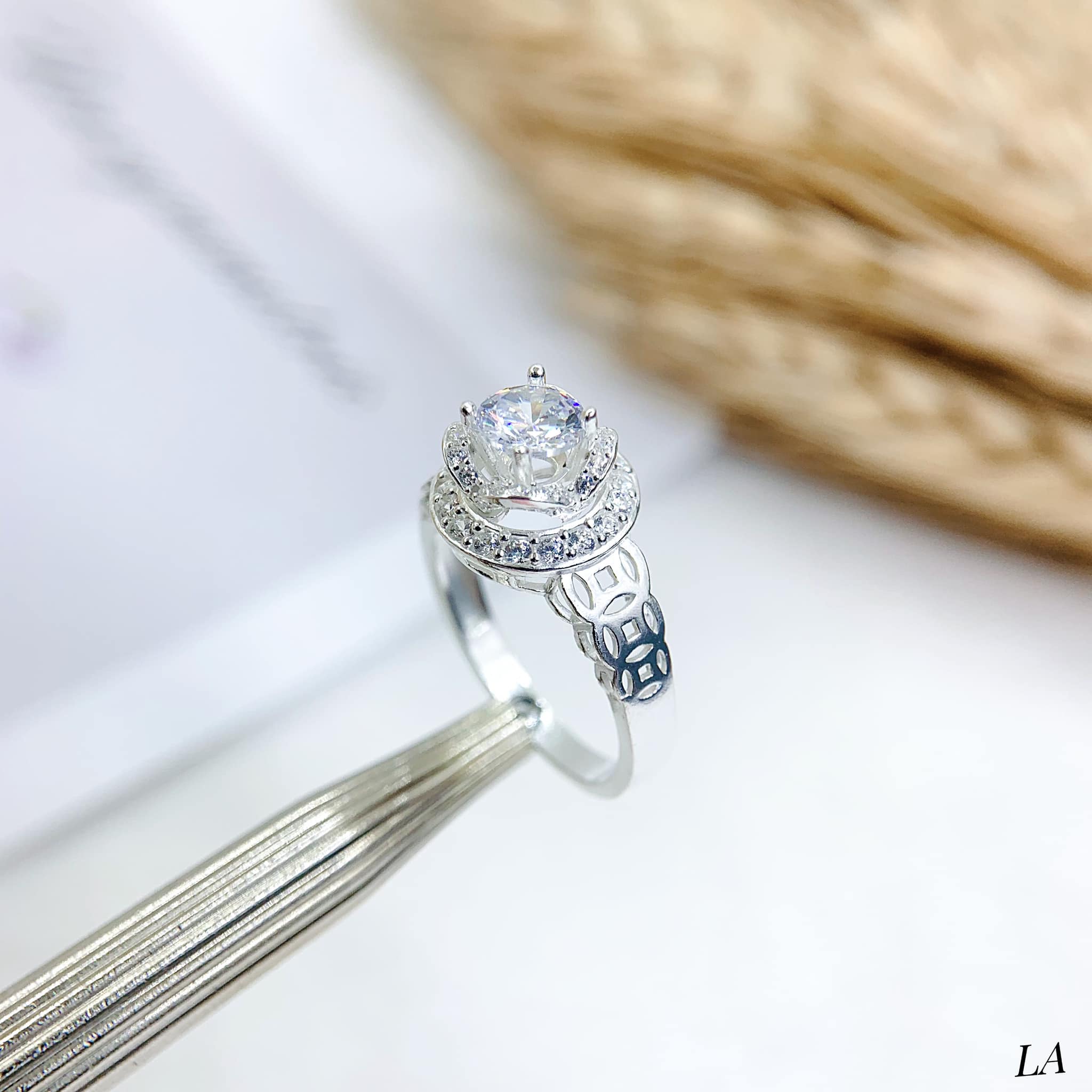 Nhẫn bạc nữ kim tiền mặt đá cao cấp chất liệu bạc s925 MS08c
