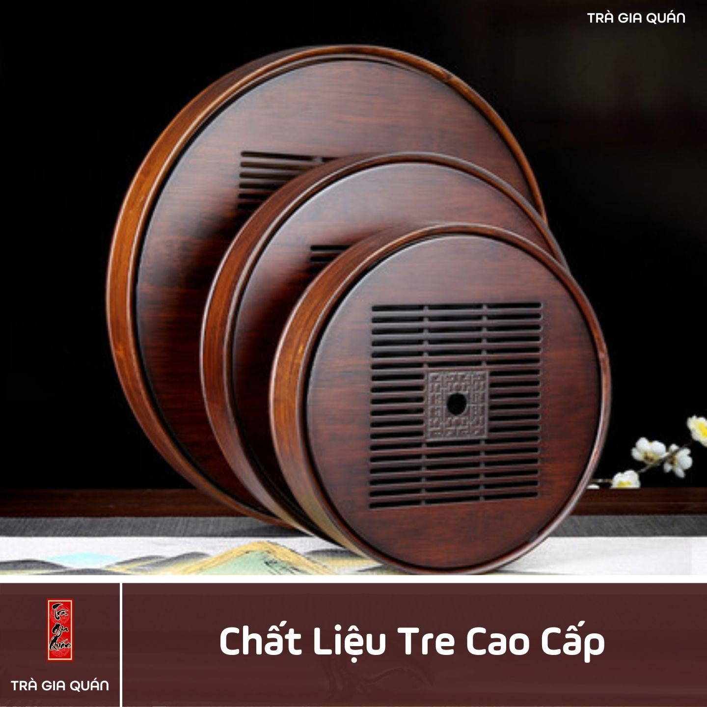 Khay Trà Tre Cao Cấp Tròn KT 09