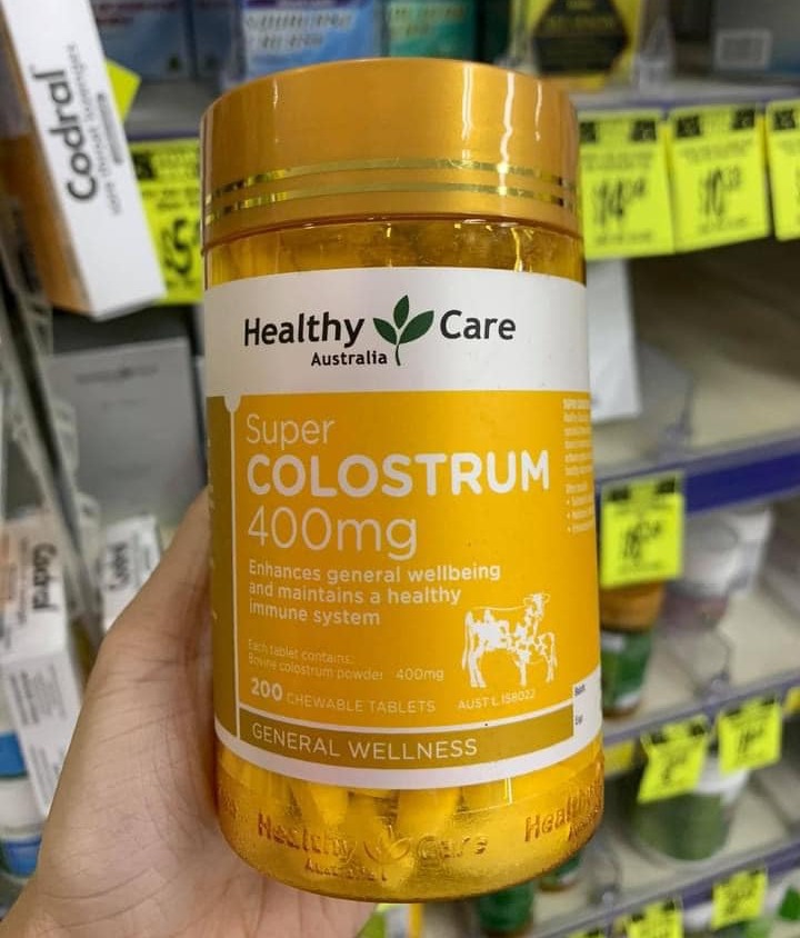 Healthy Care Super Colostrum 400mg 200 viên - Viên nhai sữa bò non