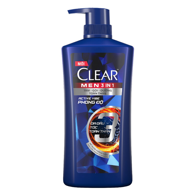 Dầu gội clear men 3 trong 1 630g/chai