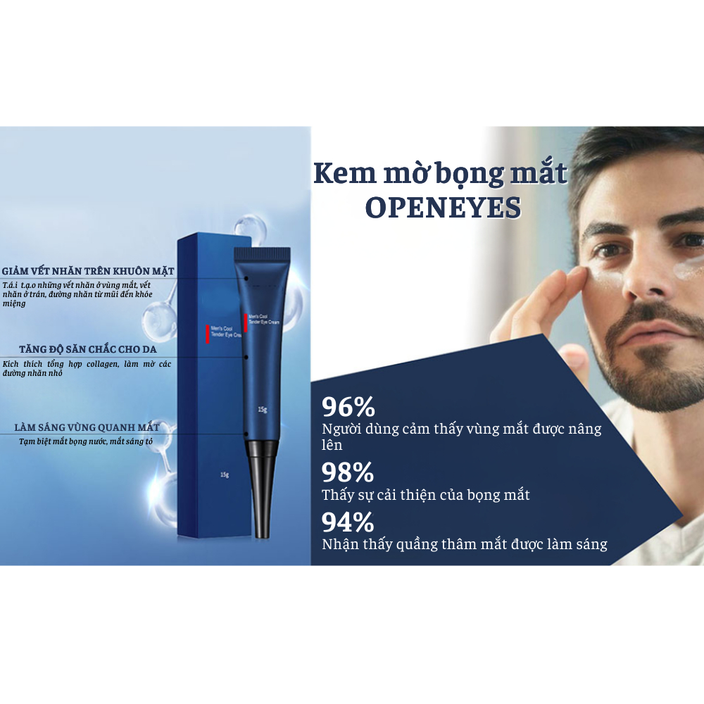 Kem dưỡng mắt dịu dàng mát mẻ dành cho nam làm săn chắc vùng mắt phai mờ nếp nhăn cải thiện quầng thâm chăm sóc nhẹ nhàng