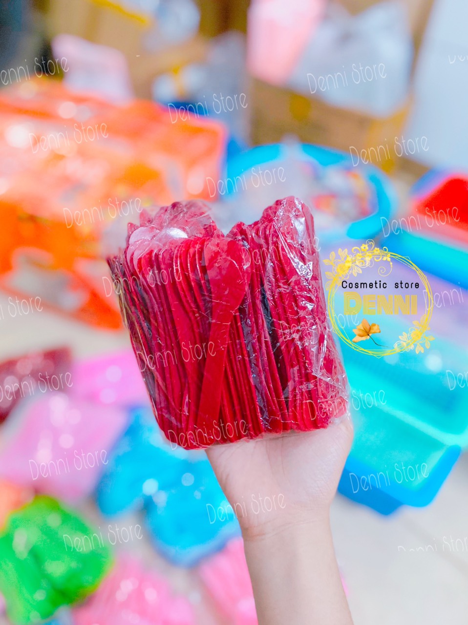 Sỉ 100 Muỗng Que Múc Kem , Lấy Kem , Nạo Kem - mỹ phẩm Denni