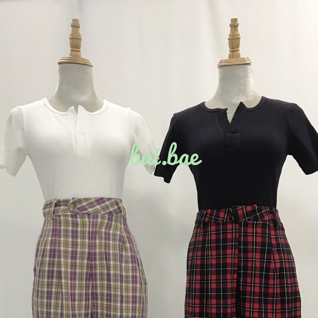 [HCM]Áo crop top phối cổ V anh that(kèm video)