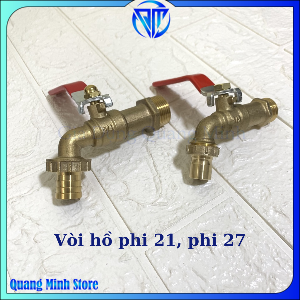 Vòi nước, vòi hồ chất liệu đồng thau cao cấp gạt đỏ phi 21, phi 27 pk103/ pk104 tiện lợi