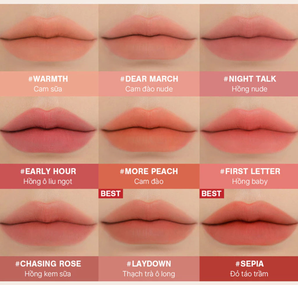 Son Kem Lì 3CE Blur Water Tint 4.6g .#First Letter