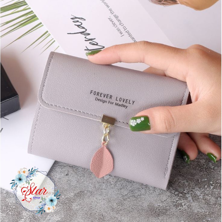 VÍ NỮ MINI CẦM TAY HÌNH CHIẾC LÁ GỌN BỎ TÚI NHIỀU NGĂN G02