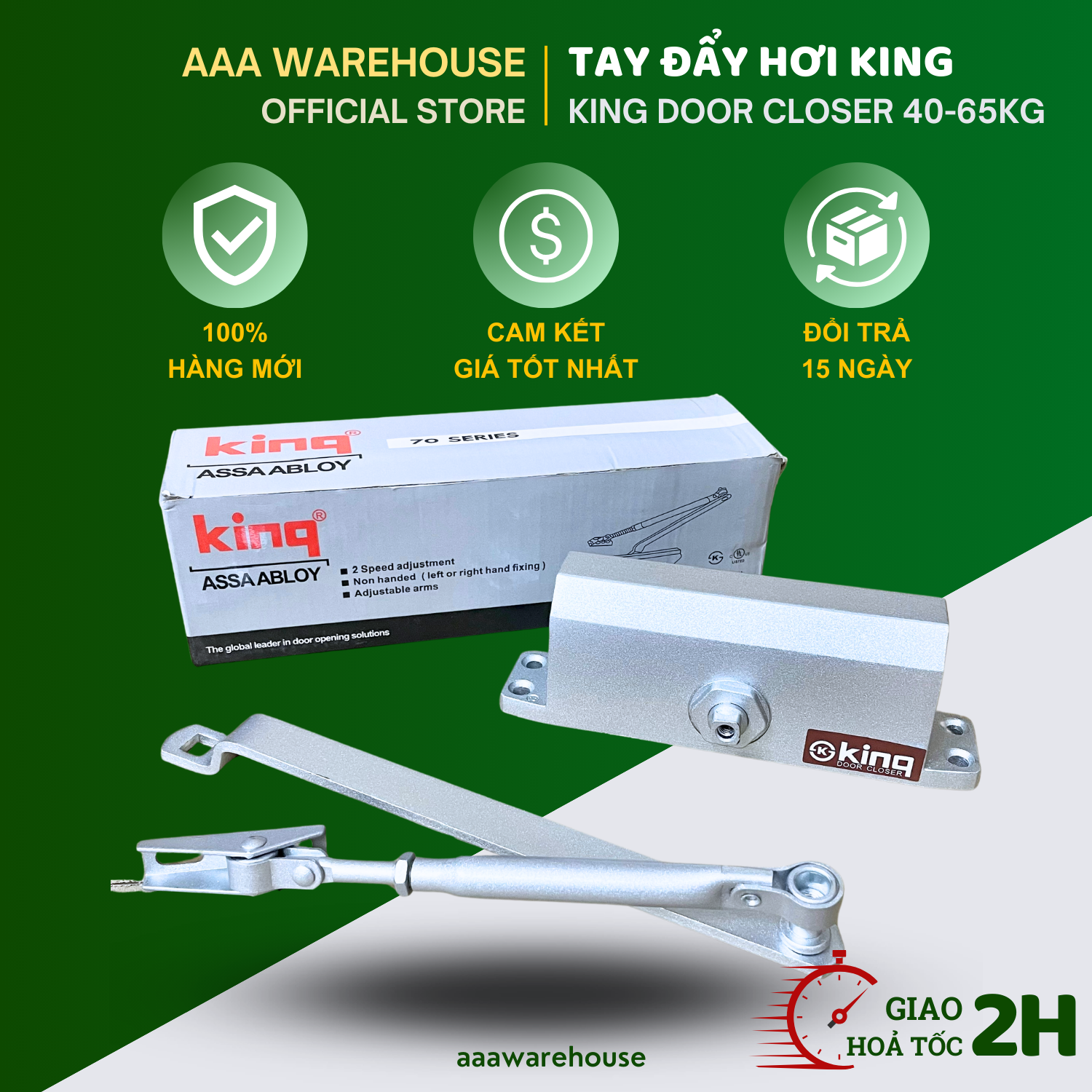 Tay co thuỷ lực king - tay đẩy hơi không dừng dùng cho cửa cân nặng 40-65kg