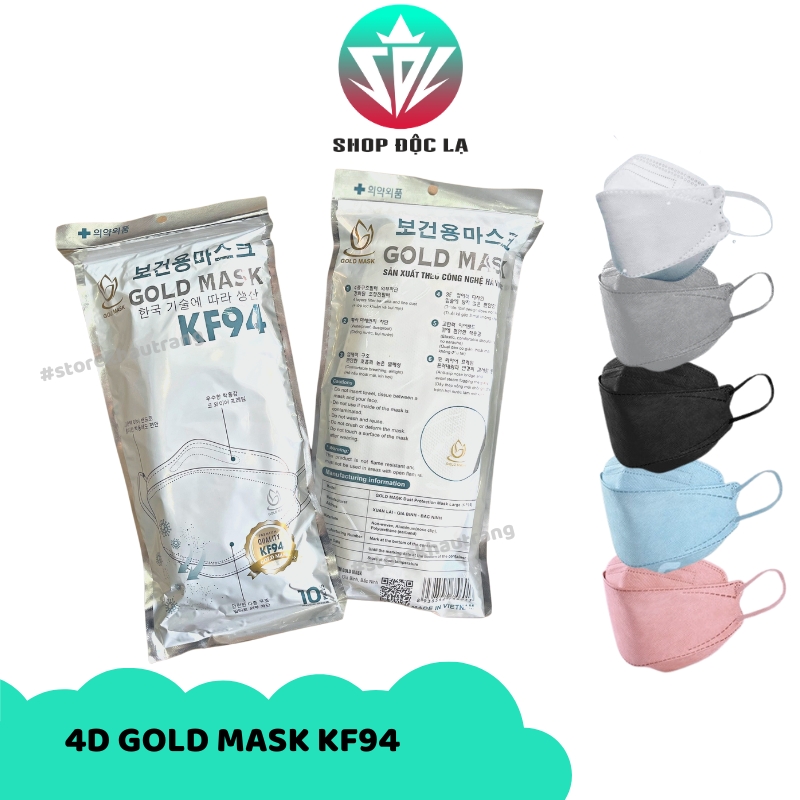 (Gói Lẻ 10 Cái) Khẩu Trang 4D Gold Mask KF94  Mềm Mịn Dày Dặn