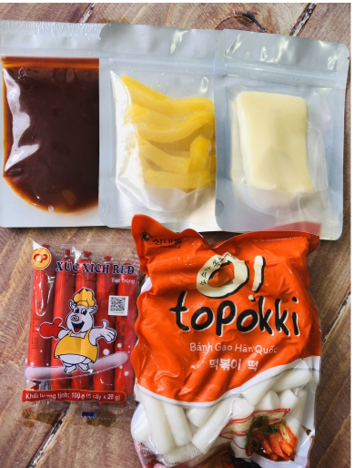 Combo 5 món bánh gạo truyển thống mới ( 500g bánh gạo truyền thống sốt phô mai xúc xíchcủ cải )