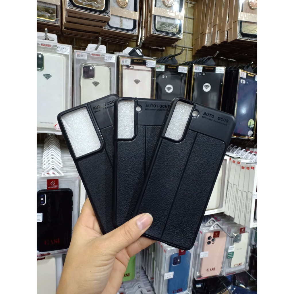 Ốp lưng dẻo đen vân da autofocus samsung s21, s21 plus, s21 ultra