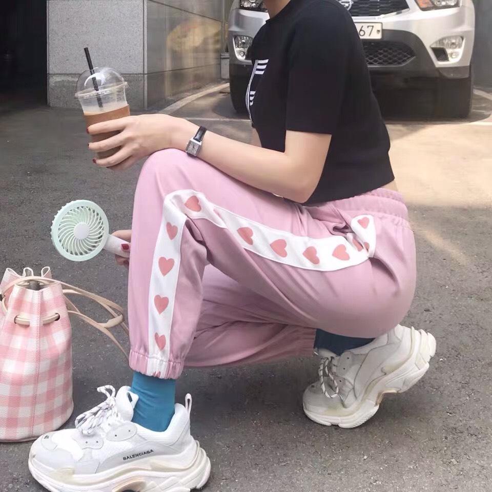 [HCM]Quần Nỉ Jogger Nữ Phối Tim