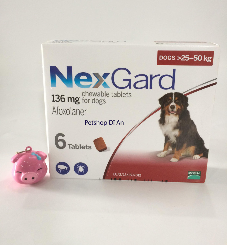 Một hộp 06 viên NexGard diệt ghẻ, xà mâu, ve, bọ chét cho chó 25 - 50 kg