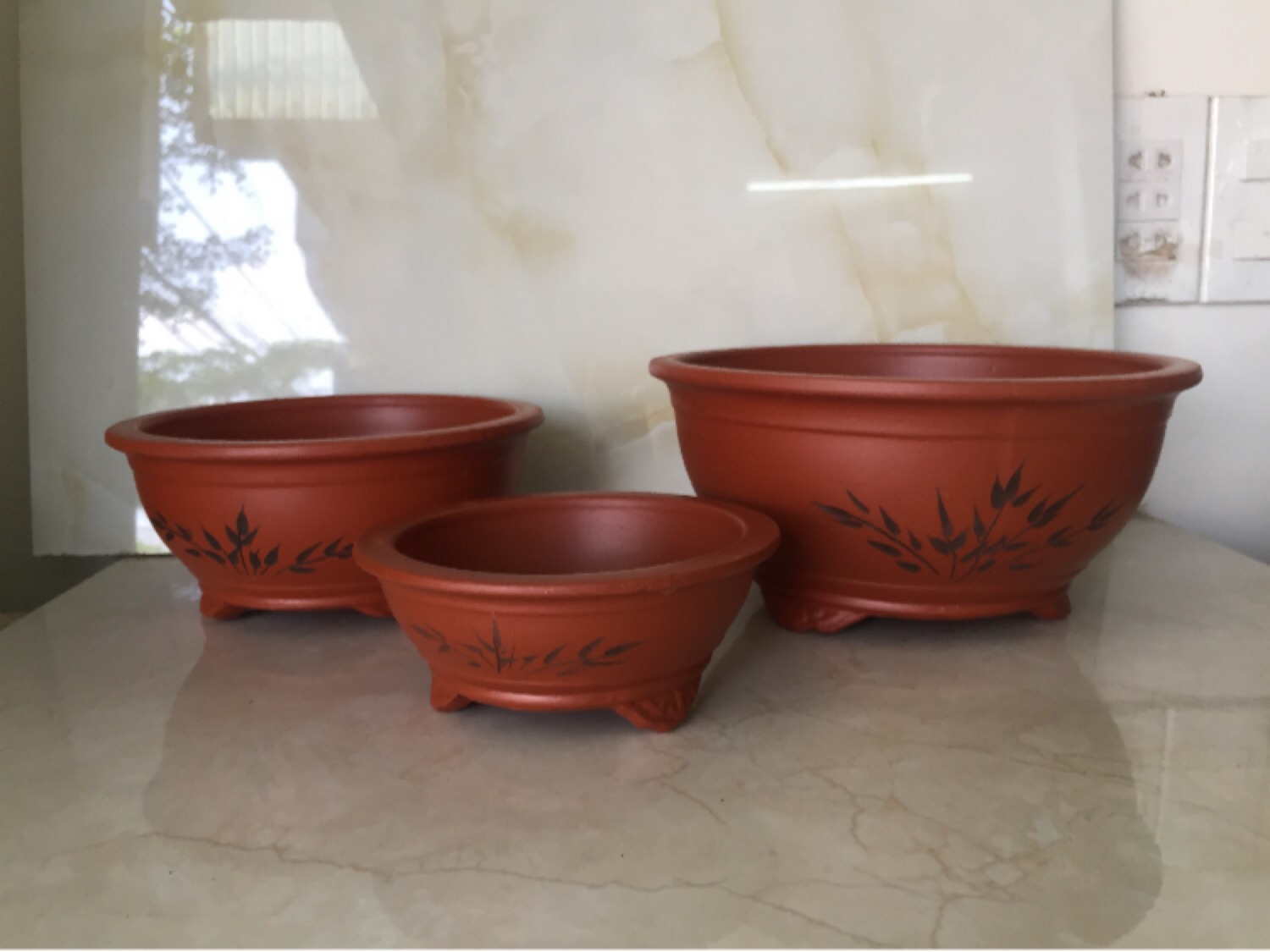 Bộ 3 chậu đất nung Bonsai