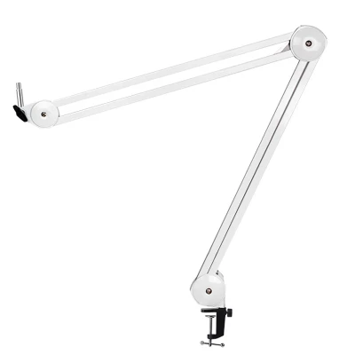Microphone Stand Adjustable Suspension Boom Arm with Built-in Spring for Voice Recording White
