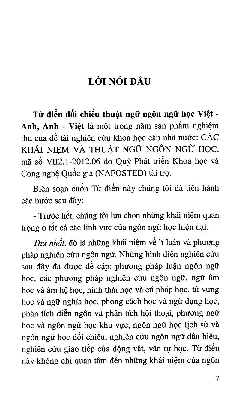 Từ Điển Đối Chiếu Thuật Ngữ Ngôn Ngữ Học (Việt - Anh, Anh - Việt)