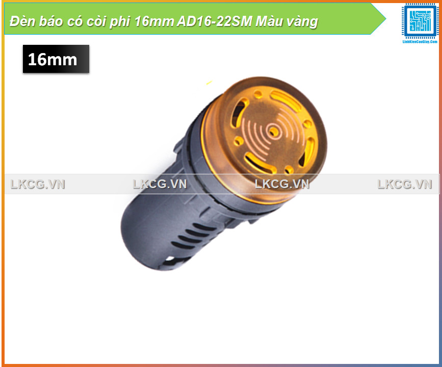 [Rẻ vô địch] Đèn báo có còi phi 16mm AD16-22SM Màu vàng