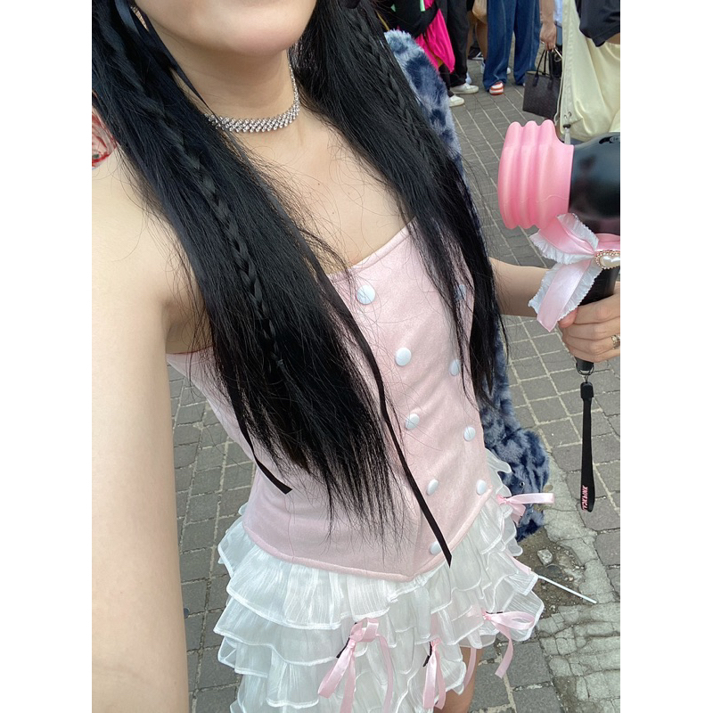Nơ gắn lightstick kpop đính đá, phụ kiện trang trí lightstick handmade BOT DORIS