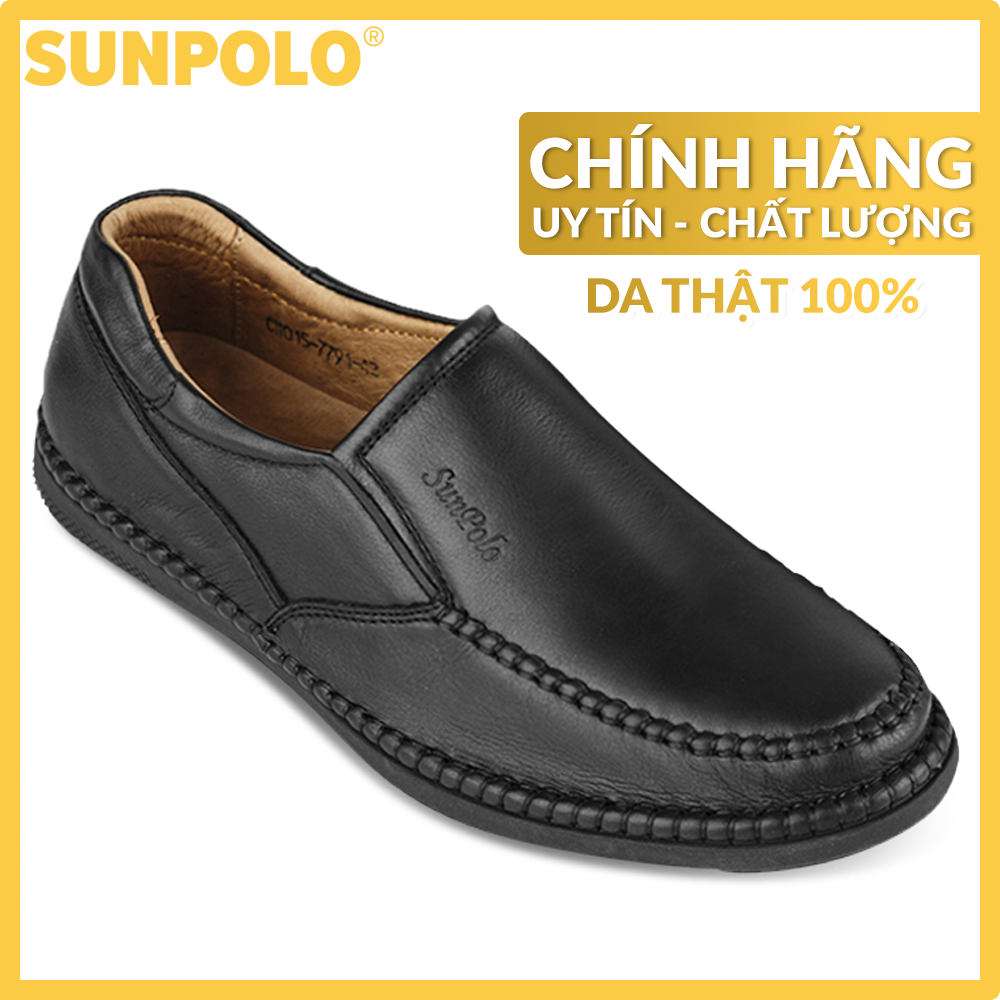 Men loafer leather shoes sunpolo su015dn big size 45, 46