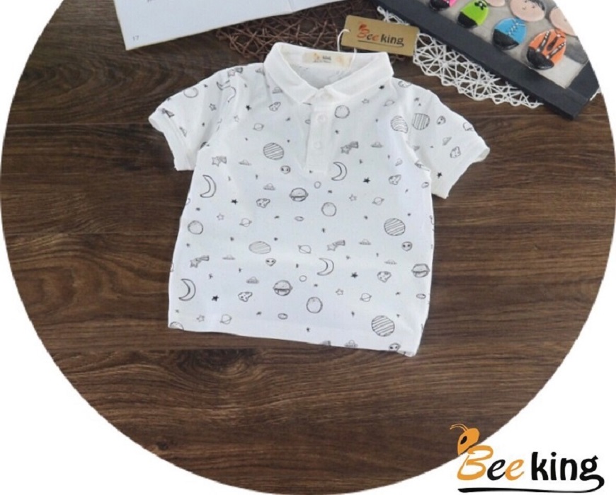 Áo thun cổ trụ bé trai cỡ đại 25~45kg