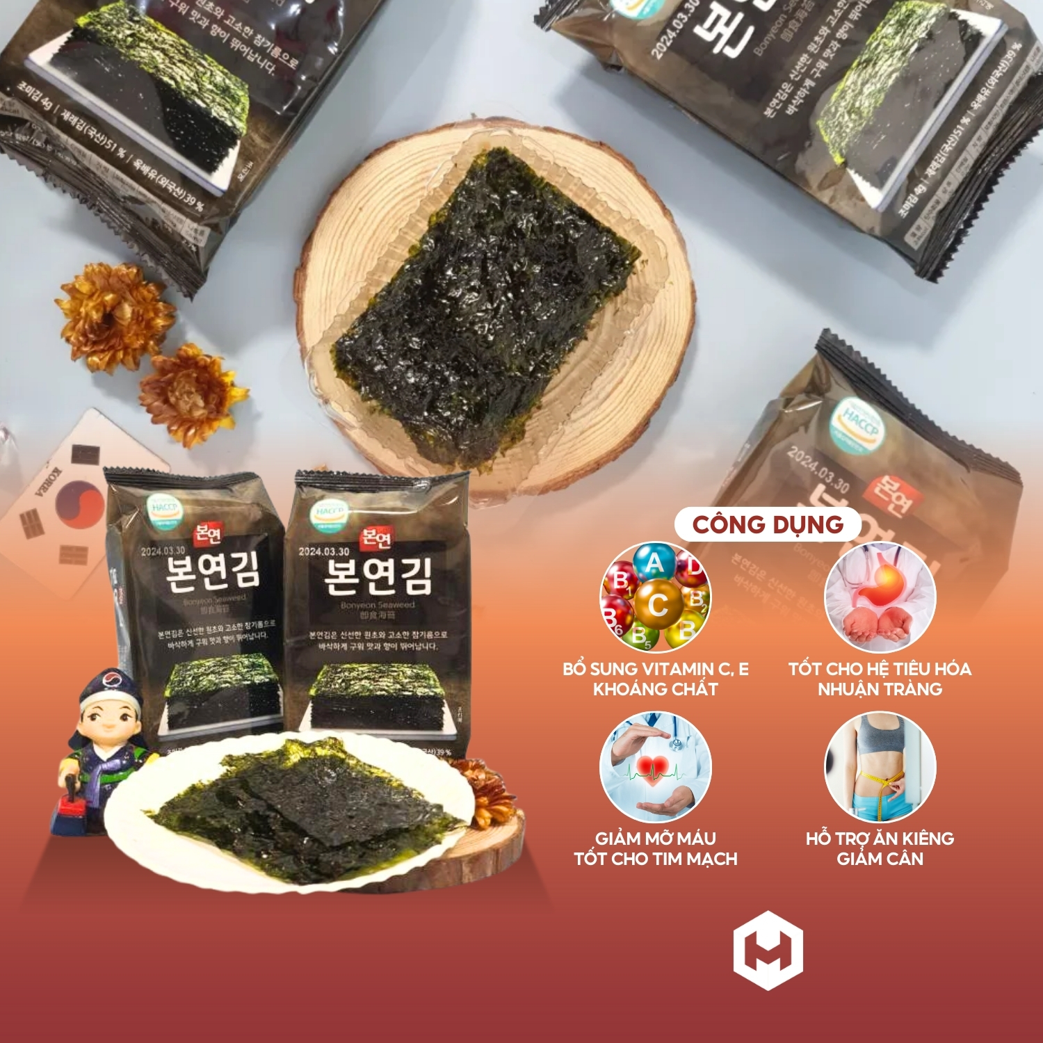 [CHÍNH HÃNG] Thùng Rong Biển Tẩm Vị Boyeon Hàn Quốc