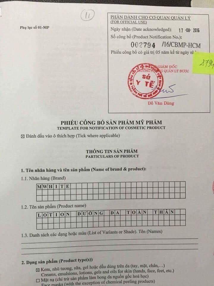 Kem dưỡng trắng body M'white