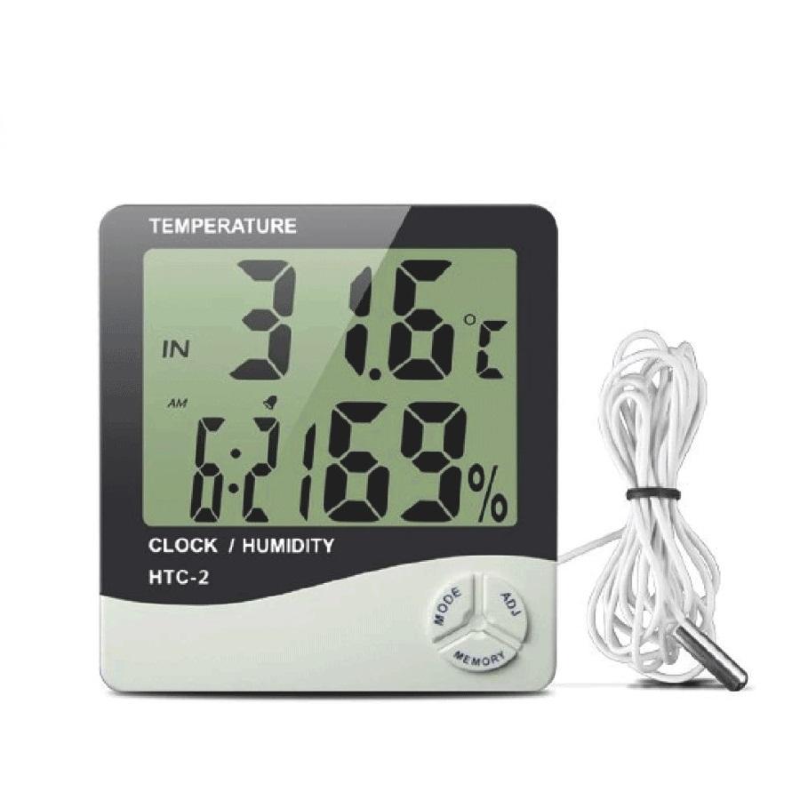 [HCM]Máy đo nhiệt độ độ ẩm có đồng hồ báo thức htc-2