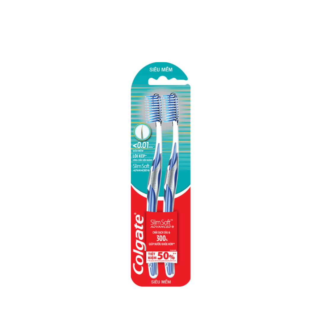 Bộ Đôi Bàn Chải Đánh Răng Colgate Slimsoft Advanced Siêu Mềm Mảnh