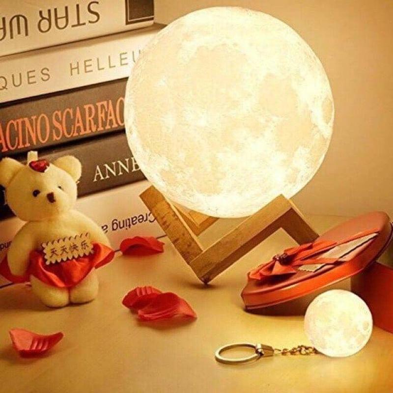 Deals Hot. Đèn Ngủ Mặt Trăng 3D 12-15cm .Tặng Giá Đỡ