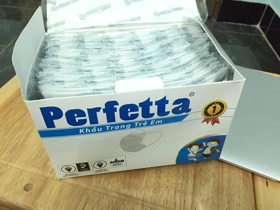 [HCM][Khẩu trang cao cấp cho bé 6 - 12 tuổi] Hộp 35 cái khẩu trang Perfetta trẻ em (màu trắng) / 35 PCS PERFETTA FACE MASK KIDS - 어린이 마스크
