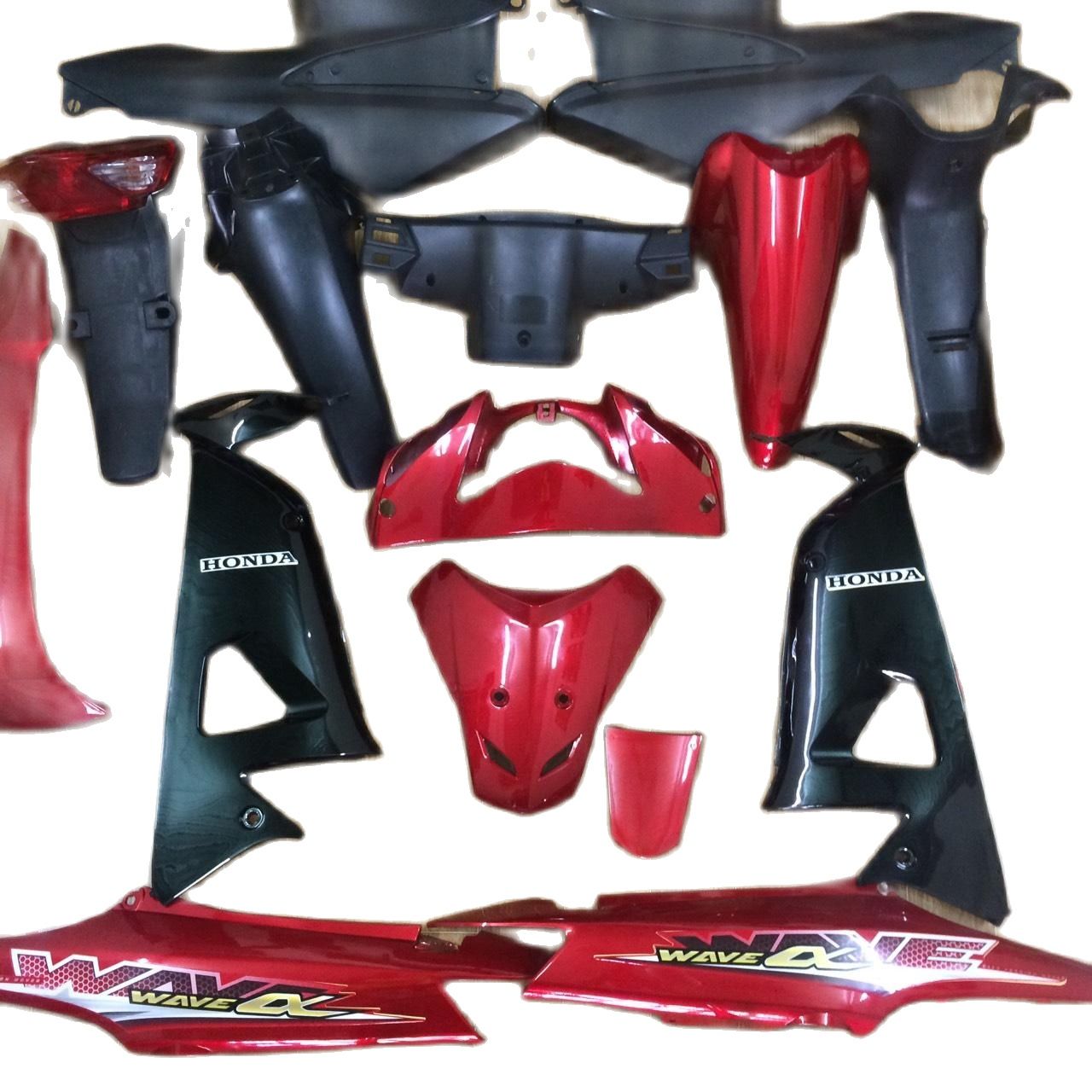 ( Tặng Tem ) Dàn áo xe Wave A - wave rs- S100- wave alpha màu Đỏ Đun -nhựa trắng nguyên sinh cao cấp