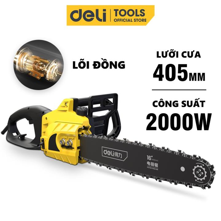 Máy Cưa Xích Điện Cầm Tay Deli - g Suất Lên Tới 2000W, Lưỡi Cưa 405mm, Động Cơ Lõi Đồng DL674052 - Hình ảnh 2