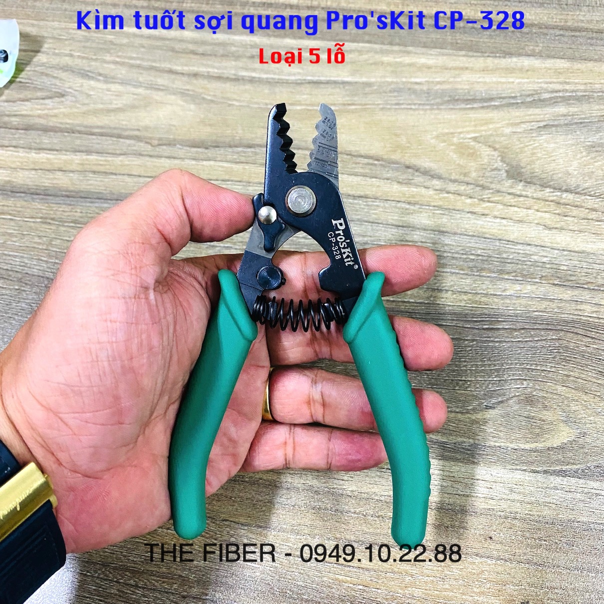 Kìm tuốt sợi quang Pro'sKit CP-328 (Loại 5 lỗ)