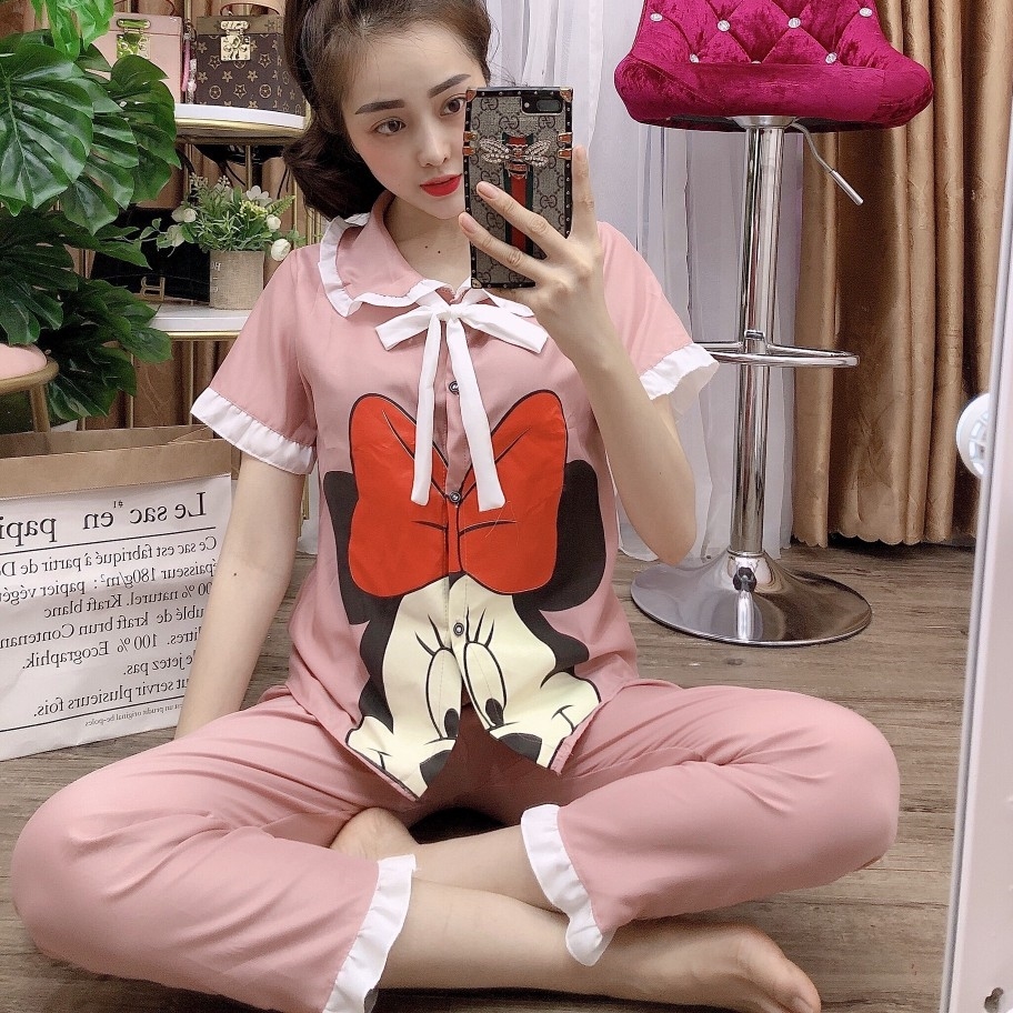 [TNQD]Đồ Bộ Pijama KATE LỤA MICKEY Siêu Đẹp Dưới 54kg
