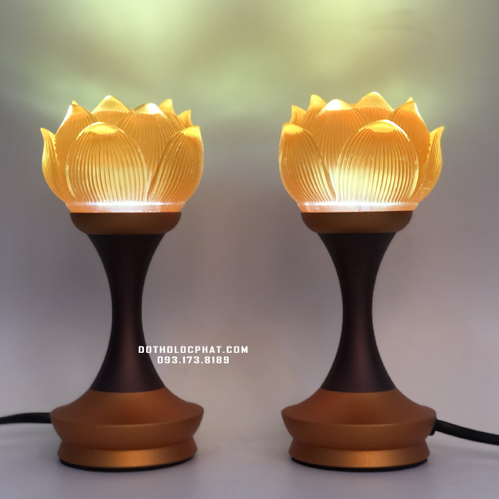 Đèn thờ đổi màu lưu ly sen cụp cao 12-14-18cm