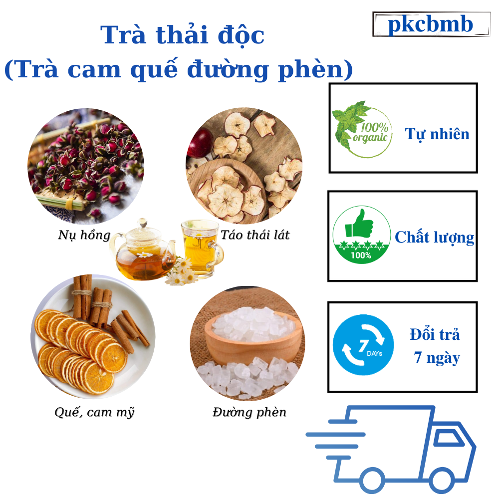 Trà thải độc (cam mỹ, quế, nụ hồng, đường phèn, lê hoặc táo mỹ) set 10 gói, 20 gói, 30 gói