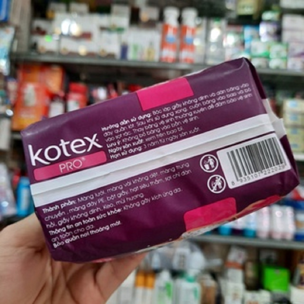 Băng vệ sinh Kotex Pro siêu mỏng cánh lưới siêu thấm 8 miếng