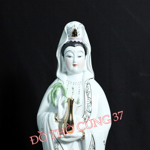 [ Cao 35cm , 40 cm ] TƯỢNG QUAN ÂM ĐỨNG ,  SỨ TRẮNG